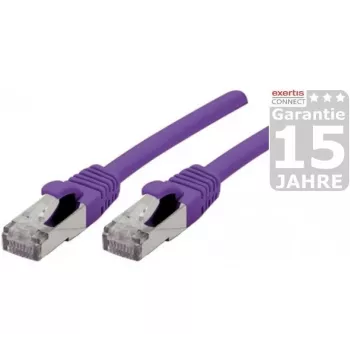 EXERTIS CONNECT Cat 6A S/FTP patchkabel, violett, 0,3 m, Slim Strain Relief 858514