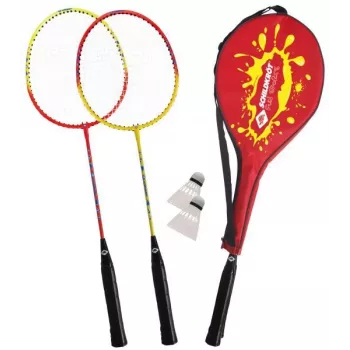SCHILDKROT badminton-set för 2 spelare, röd/gul, härdade stålracketar, fritidskvalitet, 970902
