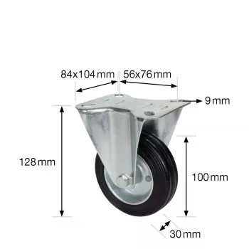 Wagner design yourself fast hjul RO 8104, 100 mm hjul, silverfärgat hus, svart PP-hjul, 100 kg bärförmåga 4810401