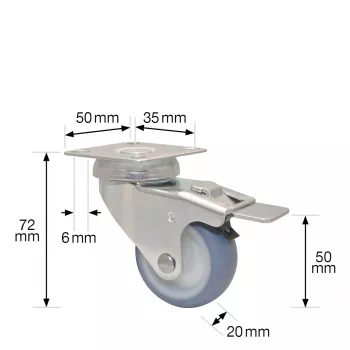 Wagner design yourself ECO RO 3550 svängbart hjul, 50 mm hjul, grå 3355001