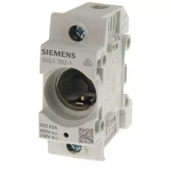 Siemens 5SG17021 D02 1-polig 63A säkringshållare, 400V AC, skruvmontering, grå