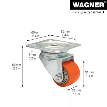 Wagner design yourself tunga svängbara hjul RO 6935 röd (4693501)
