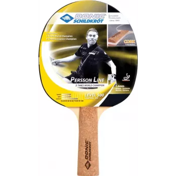 DONIC SCHILDKRÖT Persson 500 bordtennisracket med korkgrepp, Elite-belägg, 1,6 mm svamp, kontrollorienterad 728451