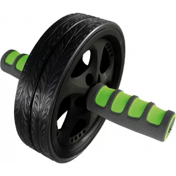 SCHILDKROT AB Roller / magtränare, svart/grön, dubbelhjul, 185 mm diameter, 45 mm bredd 960045