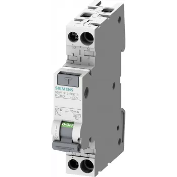 Siemens 5SV1316-7KK06 RCBO, 1P+N, 6 A, C-karakteristik, 30 mA, typ A, 6 kA