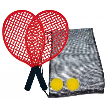 Schildkröt beach tennis-set, svart/röd – 2 plastrackets och softboll 970130