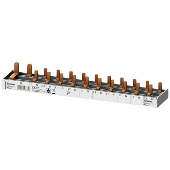 SIEMENS 5ST37840 stiftskena 16mm², 1x jordfelsbrytare 1P+N + 10x kompaktapparater, 12 TE