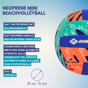 SCHILDKROT neopren mini beachvolleyboll storlek 2 mjuk textilyta saltvattenbeständig 970342