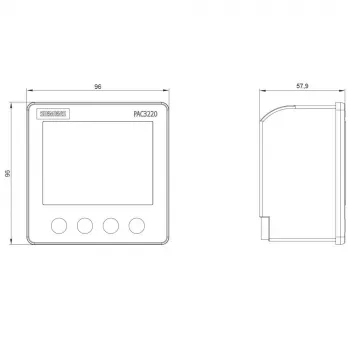 Siemens SENTRON PAC3220 Effektmätare, Modbus TCP, LCD, 96x96mm paneldörr, 690/400V AC, 24-60V DC hjälpspänning, skruvklämmor 7KM32201BA011EA0