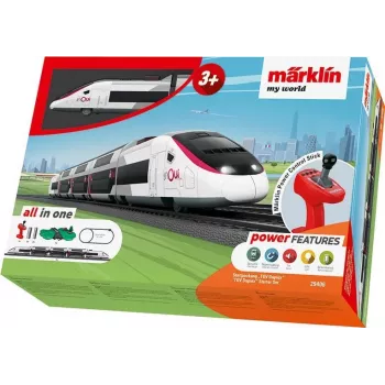 Märklin TGV Duplex H0 5-delat digitalt tågset med Mobile Station 2, vit/svart 029406