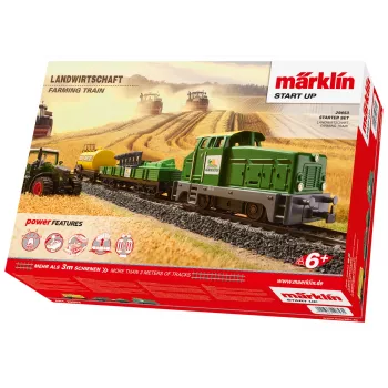 Märklin 29653 H0 startlåda lantbruk – digital ånglok BR 81 med mfx+ ljud, Mobile Station 3, C-rälsoval, vagn med traktor och höbalar