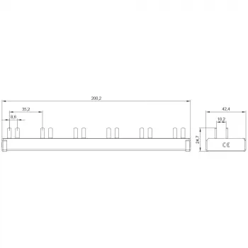 SIEMENS 5ST36760 stiftskena 10mm² 1P+N 12 moduler, 6 AFDD + 6 komponenter