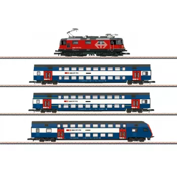 Märklin 81195 Z-skala tågset – Zürich S-Bahn SBB ellok och dubbeldäckarvagnar