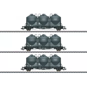 Märklin 48264 H0 3-delat set stoftgods-silovagnar Kds 67 från DB