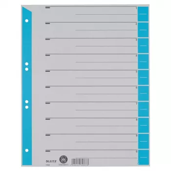 LEITZ A4 ljusblå kartongseparationsblad, 25-pack, universell hålning 16523030