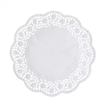 PAPSTAR tårtspetsar runda tårtunderlägg Ø 28 cm, 100 st, vitt spetsmönster 12268