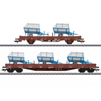 Märklin 46407 godsvagnsset stolpvagnar DB AG epok VI (2 vagnar, trälass, H0)