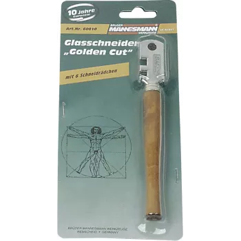 Brüder Mannesmann glasskärare 60010 med volframkarbidhjul och trähandtag