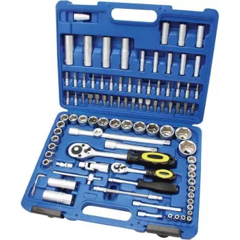 Brüder Mannesmann 94-delad hylsnyckelsats med 1/4 inch och 1/2 inch fäste, kromvanadinstål M98410