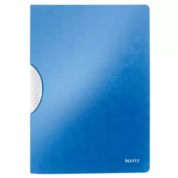 LEITZ WOW ColorClip A4 Clamp File, Metallic Blue with 3D Embossed Surface, Light Grey Interior, 30 Sheet Capacity 4185-00-36