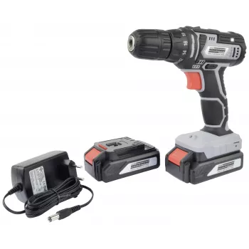 BRÜDER MANNESMANN M17690 20V batteridriven borrskruvdragare med 2x 1,5Ah Li-Ion-batterier, 35 Nm, 0-1500 varv/min, snabbspännchuck, LED-ljus, softgrip, väska