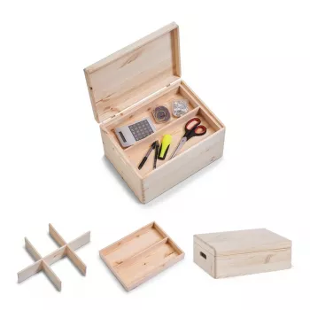 Zeller 13326 allroundlådset med lock, 3 delar, furu