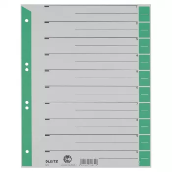 LEITZ 16523055 A4 kartongregister, grönt, 25 blad, universal 11-hål, 160 g/m²