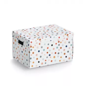Zeller Dots förvaringslåda vit med prickar 25 x 35 x 20 cm 14475