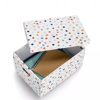Zeller Dots förvaringslåda vit med prickar 25 x 35 x 20 cm 14475