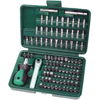 BRÜDER MANNESMANN 99-delat säkerhetsbitset, 95 kromvanadinbits, 1/4 inch sexkant, magnetisk hållare, organizeretui 29899
