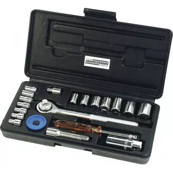Brüder Mannesmann M206 20-delat hylsnyckelset 1/4 inch & 3/8 inch fäste, kromvanadium, 6-kant metriskt