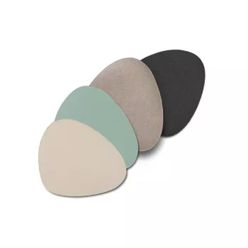 Zeller 27057 glasunderläggsset, 6 delar, konstläder, 12 x 10 cm, beige