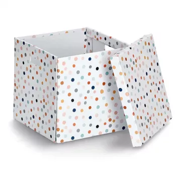 Zeller Dots vit prickig förvaringslåda 33,5 x 33 x 32 cm 14476