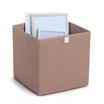Zeller Mocca kubförvaringslåda 32 x 32 x 32 cm med lock och handtag 14541
