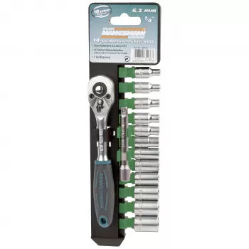 Brüder Mannesmann M29114 14-delat hylsnyckelset med 1/4 inch fäste, kromvanadium, 4-13 mm