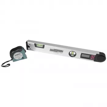 Brüder Mannesmann digital vinkelmätare med vattenpass, 400 mm, LCD, 0–220°, 0,1° upplösning, aluminium (M81230)