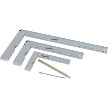 Brüder Mannesmann M81210 5-delat anslagsvinkelset med ritsnål, härdat stål, metriskt, 100 mm linjal, 0-180° vinkelmätare, 45° geringsvinkel, centreringsvinkel, plastetui 0418002