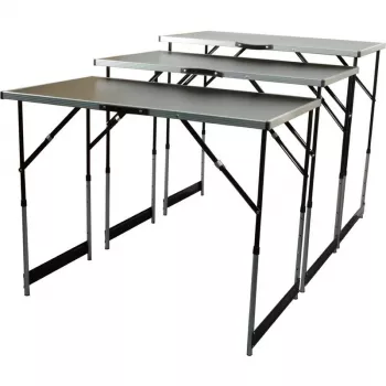BRÜDER MANNESMANN M70113 multifunktions-hopfällbart bord set, 3 delar, MDF E1 bordsskiva 2,7 mm, aluminiumram, silver/grå