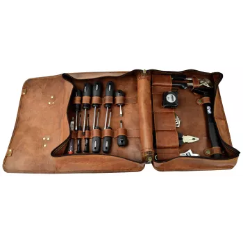 BRÜDER MANNESMANN M29048 24-delars handverktygsset i äkta läderfodral