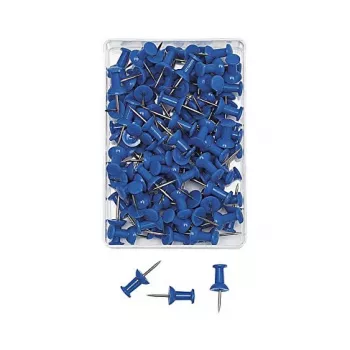 WEDO häftstift blå 100 st 12 mm nålstorlek 10 mm huvuddiameter i klar plastlåda 54 203