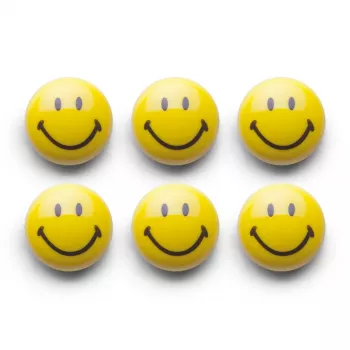 Zeller Smiley magnet-set 6 st 3 cm gul 11204
