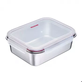 Westmark Click & Close förvaringsburk för livsmedel 2,25 L rektangulär silverlock transparent SAN lufttät läcksäker BPA-fri 23692270