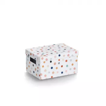 Zeller Dots förvaringslåda vit med prickar 18,0 cm x 25,0 cm 14474