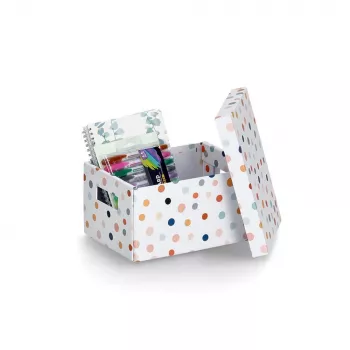Zeller Dots förvaringslåda vit med prickar 18,0 cm x 25,0 cm 14474