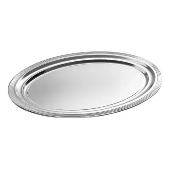 APS CLASSIC rektangulär serveringsplatta 460x340mm silver förnicklad och förkromad metall med linjer