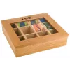 APS ljusbrun bambutebox med tydligt fönster, 9 fack, 31 x 28 x 9 cm 11775