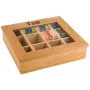 APS ljusbrun bambutebox med tydligt fönster, 9 fack, 31 x 28 x 9 cm 11775