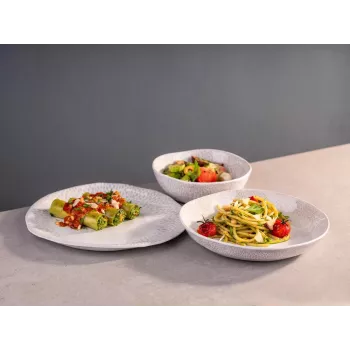 APS FOOTMARK serveringsskål 0,6L vit/grå melamin 85321