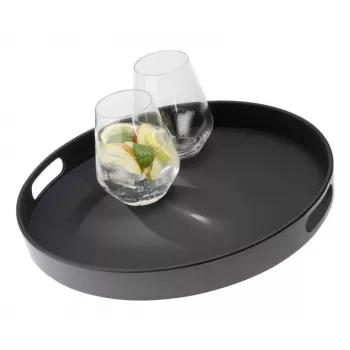 APS Bistro runt serveringsbricka, svart, 35,5 cm, melamin, stapelbar, diskmaskinssäker (84045)