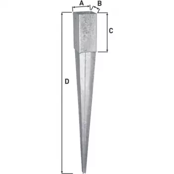 Alberts neddriven markhylsa 71x71 mm längd 900 mm för trästolpar varmförzinkat stål 211295